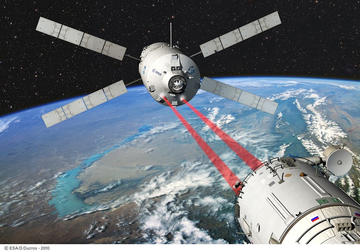 Rendez-vous spatial d'un satellite et d'une station spatiale de l'ESA